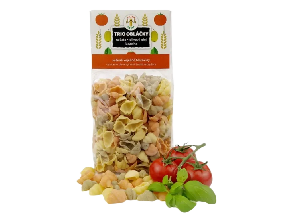 [054] Fajna pasta - Trio obláčky - bazalka, rajčata, olivy 400g