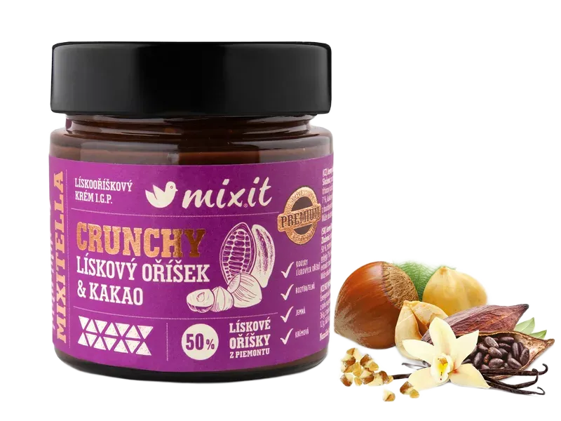 [1811450324474790] Mixit - Mixitella Crunchy Premium - Lískové oříšky z Piemontu a kakao 200g