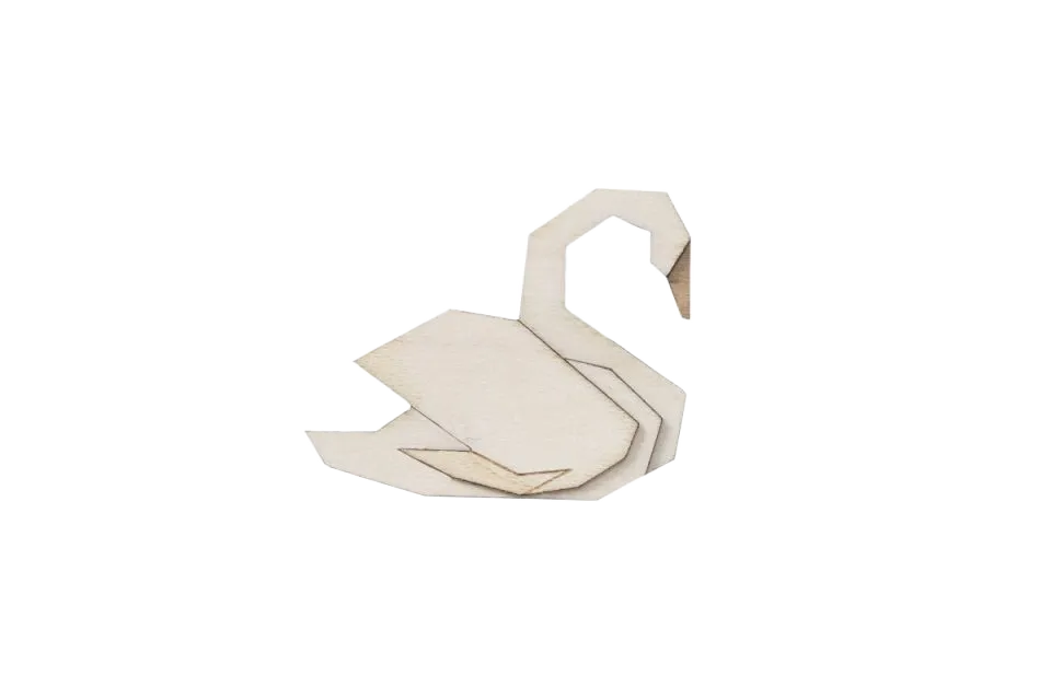 [1393894364140850] BeWooden - Dřevěná brož bílá labuť