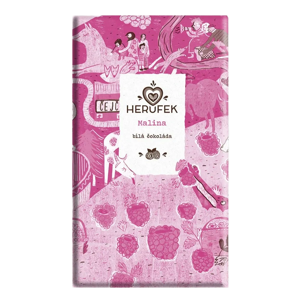 [58] Herůfek - Čokoláda bílá Malina 48% Bio 50g