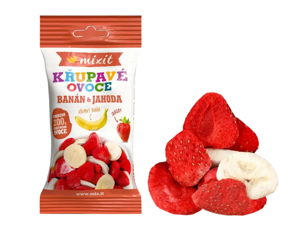 Mixit - Křupavé ovoce do kapsy Jahoda + Banán 23g