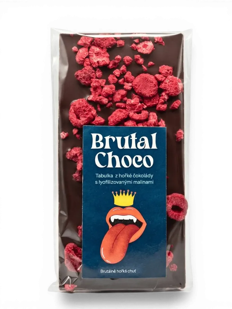 Brutal Choco - Hořká čokoláda s lyofilizovanými malinami 105g