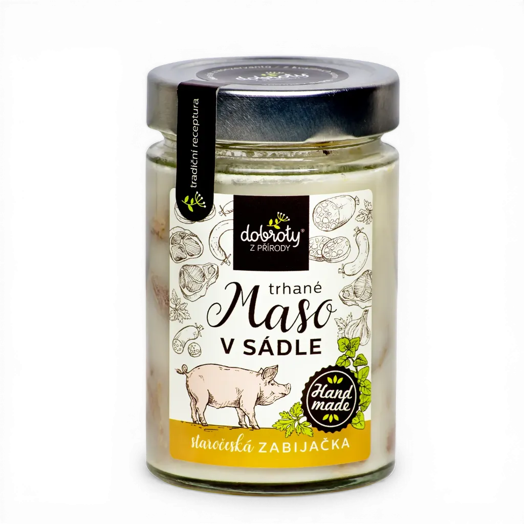 [301013] Dobroty z přírody - Trhané maso v sádle 250g