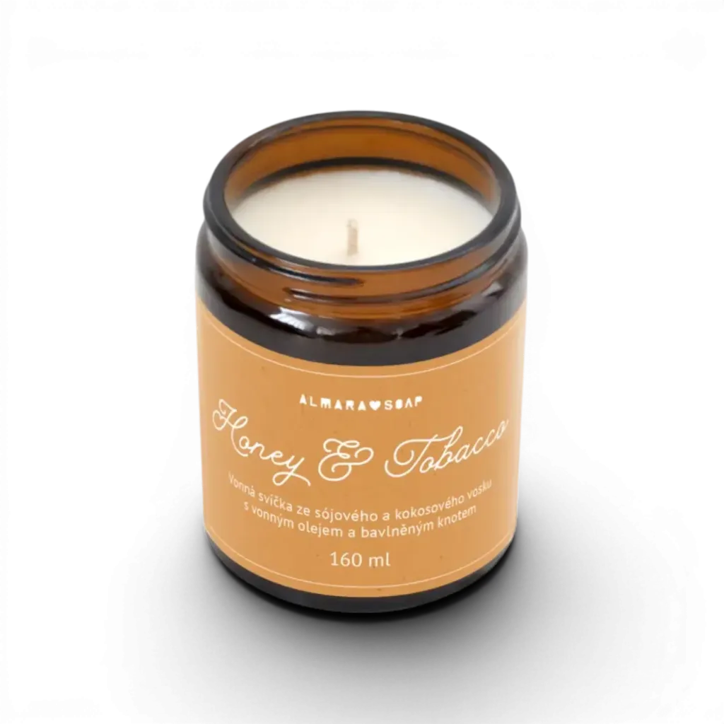 [AS-04CNDLTOBACC00CZ] Almara Soap - Vonná svíčka Honey & Tobacco 160ml